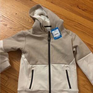 DSG Tan and Cream Athletic Sweatshirt with a Hood sherpa lined
